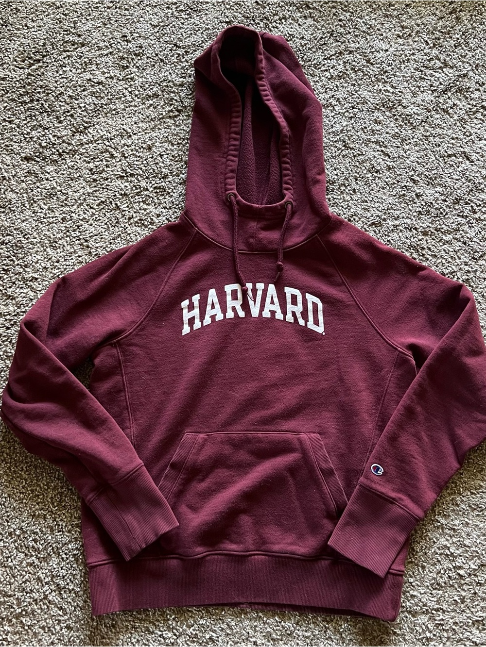 Harvard Maroon Hoodie with White Lettering